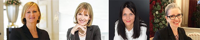 Isabelle Clerger, directrice du Spa du Peninsula Paris - Christine Zoliec, directrice générale des Thermes Marins Monte-Carlo - Katia Schaffhauser, directrice du Ritz Club Paris et présidente de l’Union Nationale des Spas Managers - Brigitte Caron, directrice de @bc spa gestion