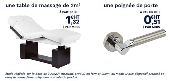 Pbi Zoono - la désinfection table massage et poignée de porte