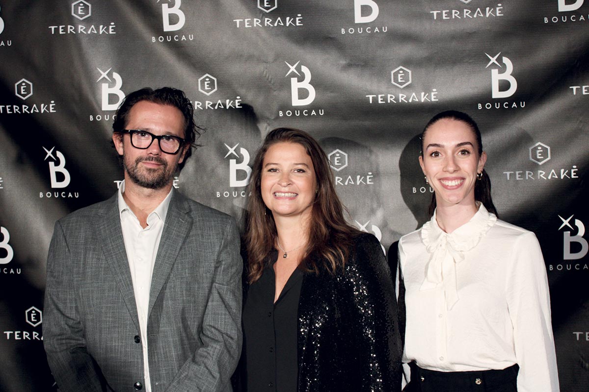 De gauche à droite : Laurent Maudet (directeur général France Terraké), Delphine Douyere-Maudet (Directrice commerciale), Katia Assam (Spa Manager du Spa Signature Terraké, le C-Spa de l’Hôtel Cézanne)