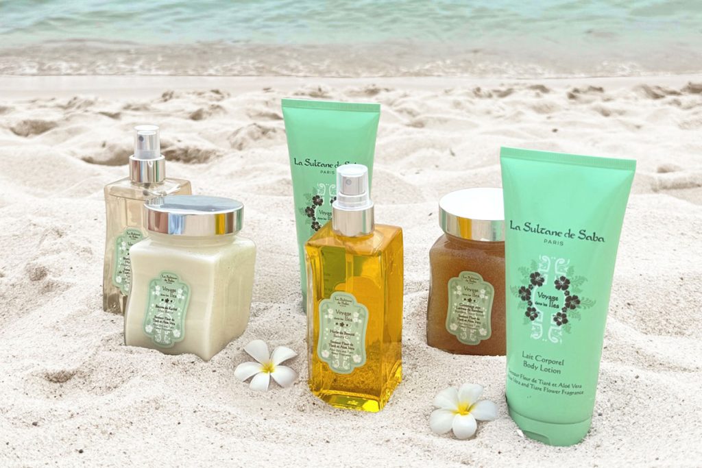 Escale tropicale avec La Sultane de Saba : Voyage dans les iles senteur Fleur de Tiaré & Aloe Vera