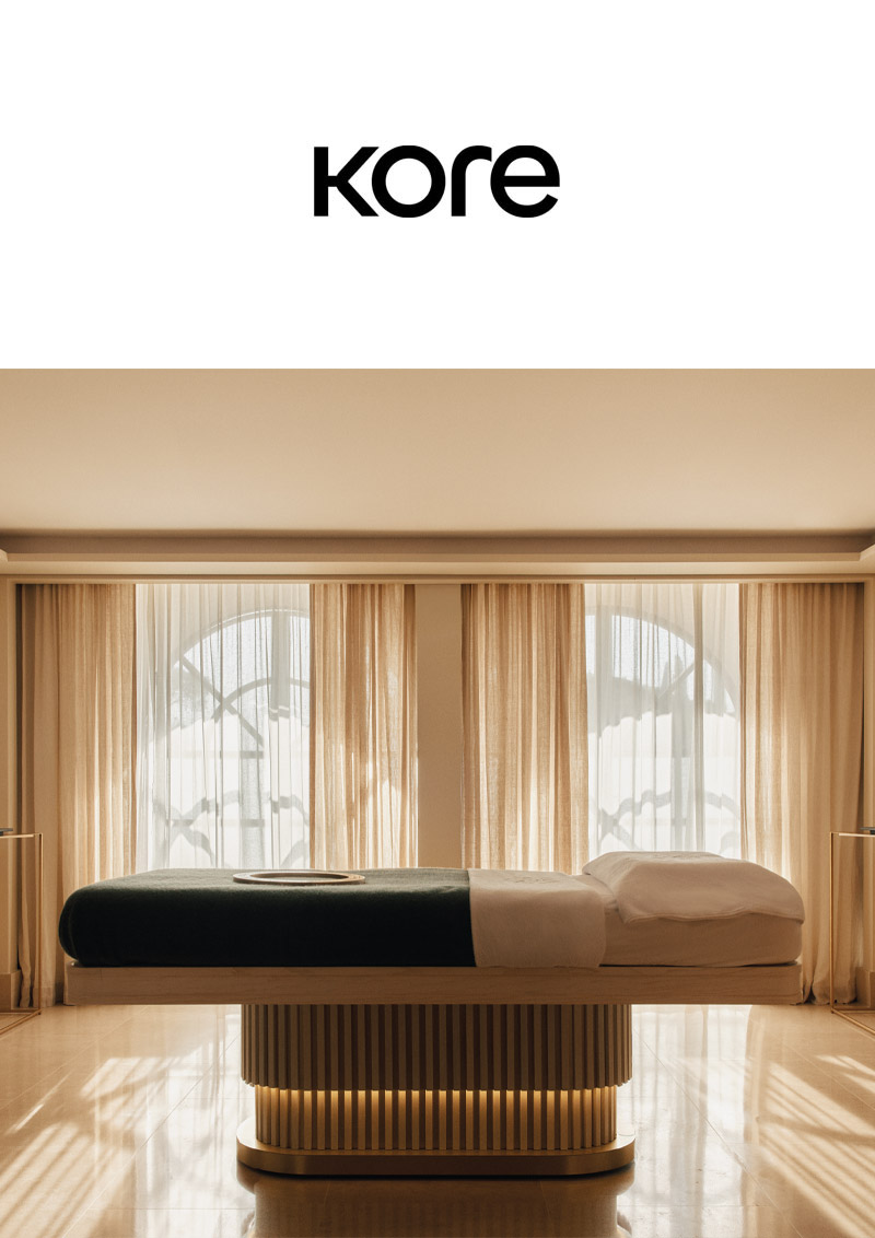 KORE est une maison d’exception, dédiée à la création d’équipements destinés au bien-être haut de gamme, pensés pour répondre aux plus hautes exigences des hôtels de prestige et des Spas de luxe.