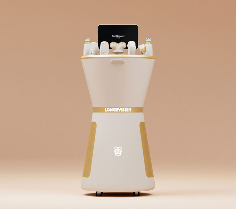 En associant l’expertise Guerlain à la Longeviskin, trois cents gestes facialistes et deux cents gestes corps peuvent se combiner à l’infini.