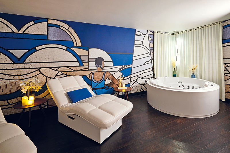 Le modèle Vice Versa de Preti dans la Suite Spa du Molitor Spa by Clarins, « l’une des plus belles pièces de l’établissement » pour reprendre les mots de sa directrice.