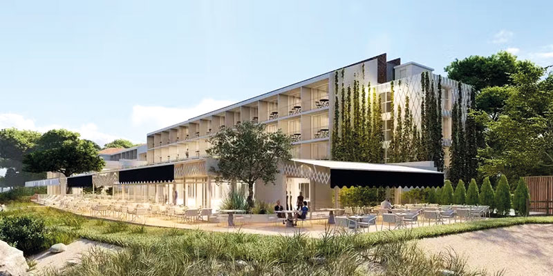 Propriété du groupe CGR, le Bel Hôtel Oléron - Mgallery Collection 4* ouvrira au printemps avec un superbe Spa immersif proposant des rituels de soins signés Phytomer. © ABP Architectes