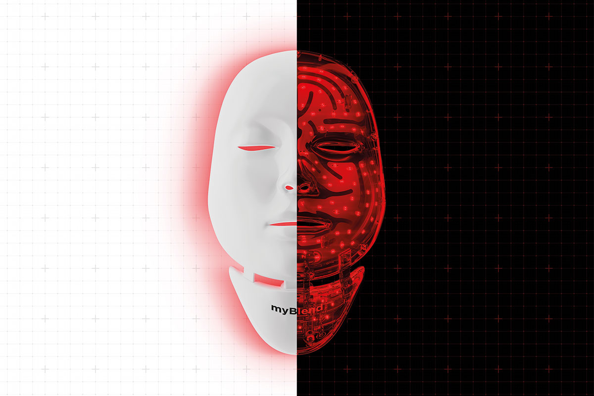 myLEDmask2 compte 288 LEDs. Dans ce nouveau modèle, les travaux de recherche ont permis d'associer, au sein d'une même LED, les deux sources de lumière qui étaient auparavant dissociées.