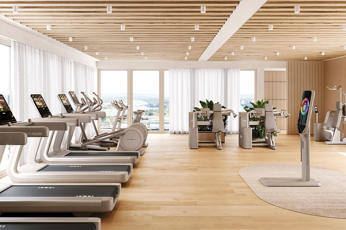L'esthétique Sand Stone redéfinit le Wellness de luxe, en créant des espaces immersifs et cohérents qui peuvent intégrer des équipements cardio, de force et fonctionnels.