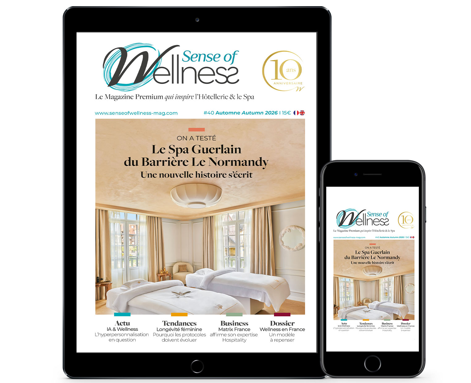 Magazine Sense of Wellness en version digitale sur tablette et smartphone